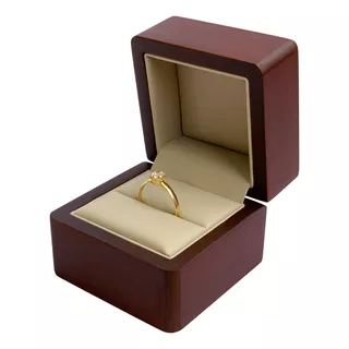 Estuche Premium De Madera Nogal Para Anillo Compromiso Boda