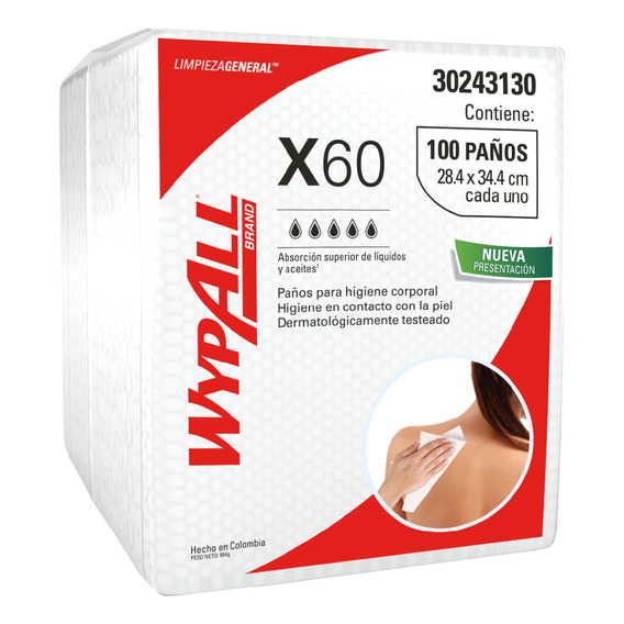 Paños De Limpieza Wypall® X60 Higiene Corporal 100