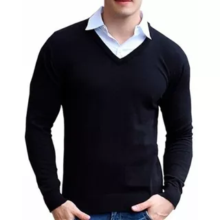 Sweater Pullover Hombre V Bremer Lana Angora Premium