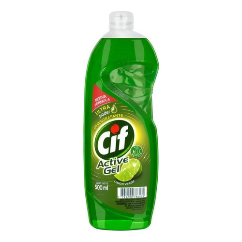 Detergente Concentrado Cif Active Gel Limon Verde 500 Ml