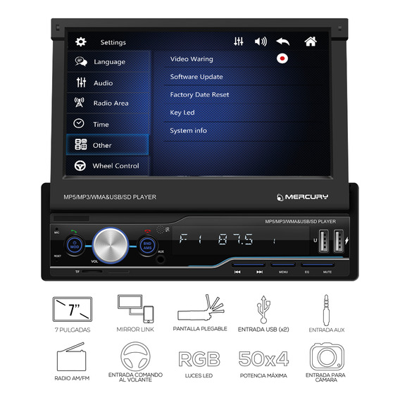 Estereo In Dash Pantalla Bluetooth 7 Pulgadas Am Fm