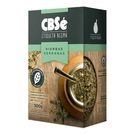 Yerba Cbse Etiqueta Negra Hierbas Serranas Caja 500g S/ Tacc