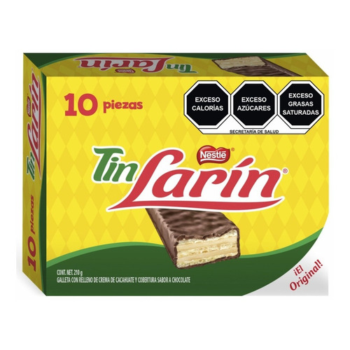 Tin Larín Chocolate Galleta Con Crema De Cacahuate 10pz 210g