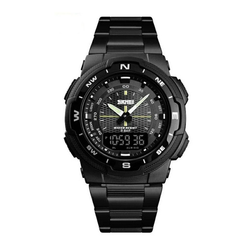 Reloj pulsera Skmei 1370 con correa de acero inoxidable color negro