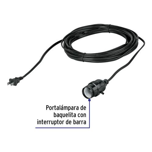 Portalámparas Con Cable De 10 M Volteck Color Negro