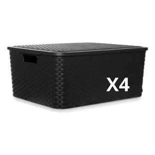 Canastos Cajas Organizadoras Simil Rattan Xl X 4 Unidades.