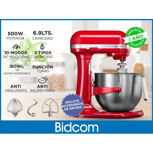 Batidora de pie KitchenAid Artisan Heavy Duty KSM7591X empire red 50 Hz x 60 Hz 220 V - 240 V