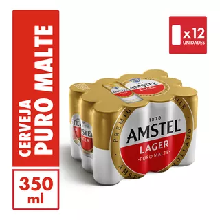 Cerveja Premium Puro Malte Lager Lata Com 350ml 12 Unidades Amstel