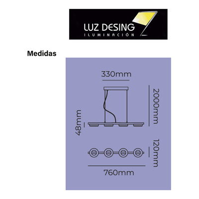 Colgante Barral 4 Luces Led Longboat Negro 36w Regulabe Negro