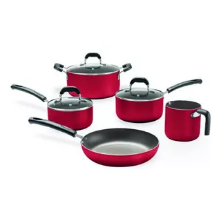 Set X5 Piezas De Cocina De Pro-flon Antiadherentes Full Color Rojo