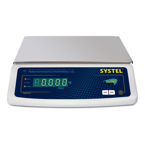 Balanza comercial digital Systel Bumer con batería  31kg 100V/240V blanco 367 mm x 217 mm