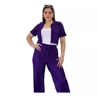 Conjunto Mujer Casual Elegante Pantalón Y Blusa Palazo Dama