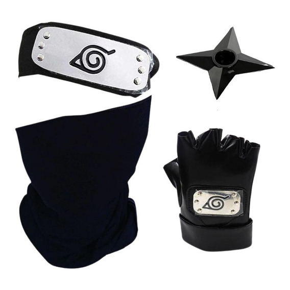 Set Bandana, Guantes, Shuriken, Máscara Kakashi Naruto Ninja