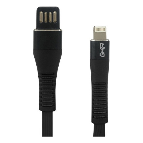 Cable Ghia de USB 2.1 a Lightning Plano Reversible De Un 1 Metro Tipo De Plástico Color Negro