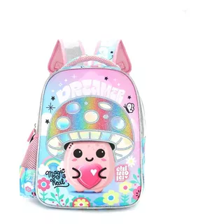 Mochila Infantil Espalda 12 Chimola Bt13 Niñas Jardin Color Rosa Diseño De La Tela Rayado