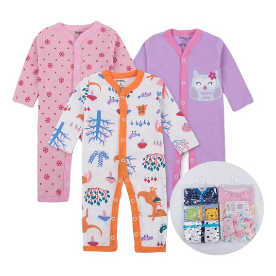 Set 3 Pijamas Ositos Enteritos. Modelos Variados De Algodón