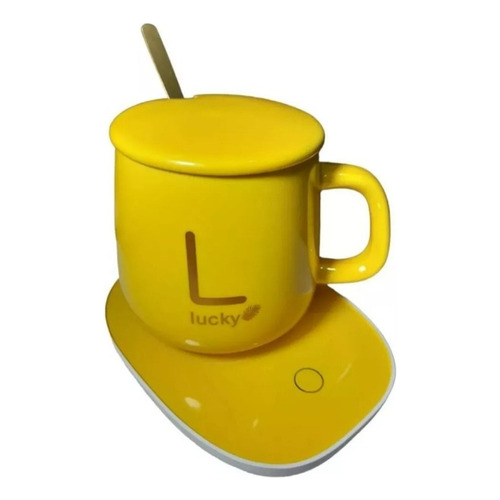 Taza Con Calentador Eléctrico Elegante Color Amarillo