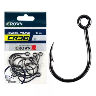 Anzol Crown Inline Cr36 Black Nº2/0 - 10 Unidades