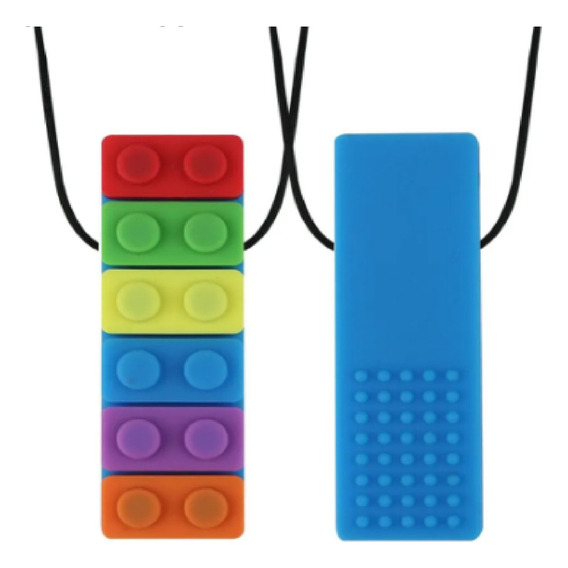 Collar de silicona para la dentición sensorial con bloque autista, tdah/tea+nf, color azul