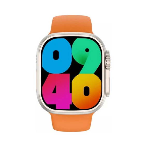 Smartwatch Watch W69 Ultra Max Series 9, 1 GB de memoria 2023, color de la carcasa: naranja, color de la correa: negro