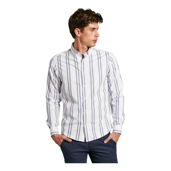 Camisa Devré Rayada Azul Marino Hombre 42d000286001-pr