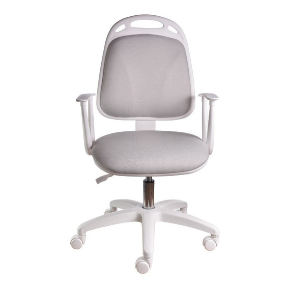 Silla de escritorio de Outlet Diva ergonómica  gris perla y blanca con tapizado de marathon