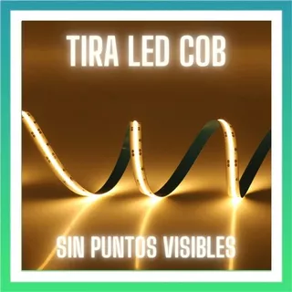 Tira Led Cob 10w 12v Sin Puntos Visibles 320 Led X Mt Color De La Luz Blanco Cálido