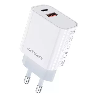 Carregador Duplo Mini Turbo Rápido 20w Rock Usb + Type-c