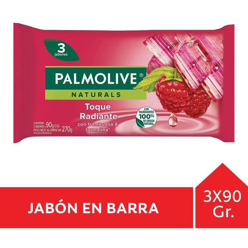 Palmolive Naturals Radiante Turmalina y Frambuesa Jabón Barra 3 X 90g