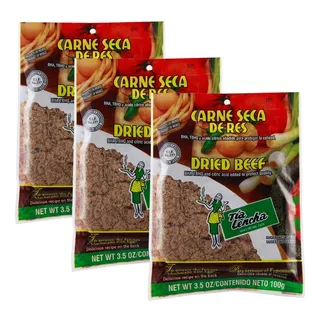 Carne Seca De Res Machaca Tía Lencha Paq C/3 Bolsas 100g C/u