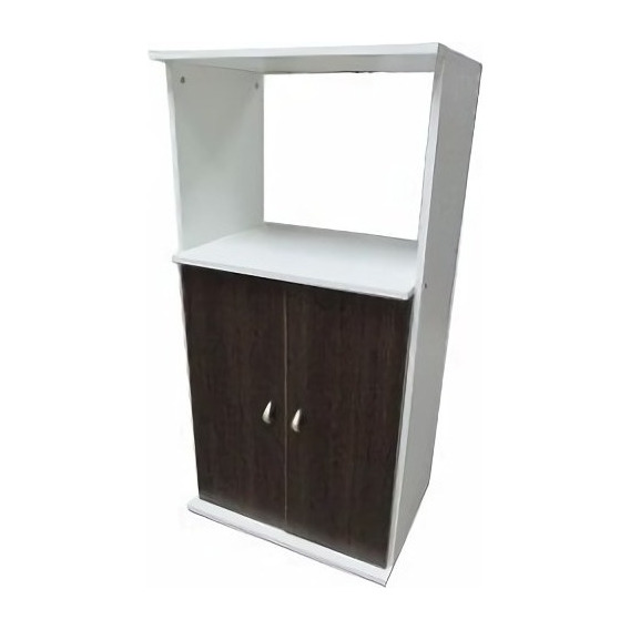 Mueble Organizador Porta Microondas Platinum Blanco/tabaco Color Marrón Oscuro