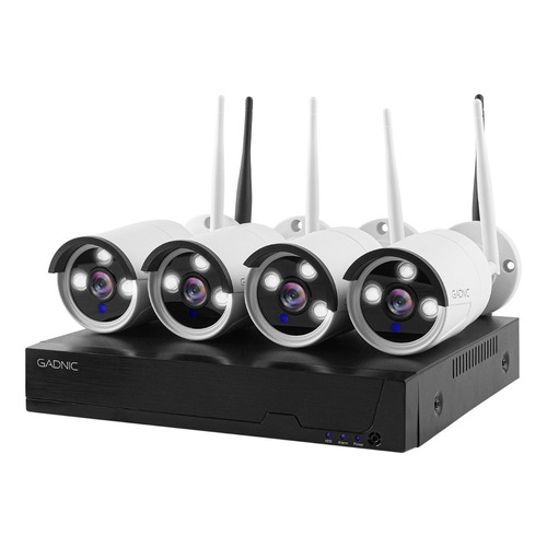 Kit De 4 Cámaras De Seguridad Gadnic Ip Inalámbrico Full Hd Nvr Wifi Color Blanco