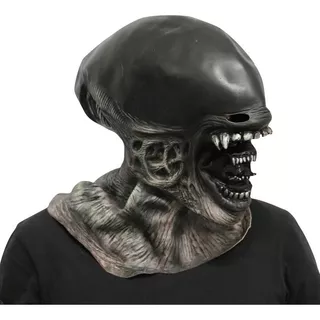 Máscara Alien Extraterrestre 100% Latex Disfraz Halloween Color Negro