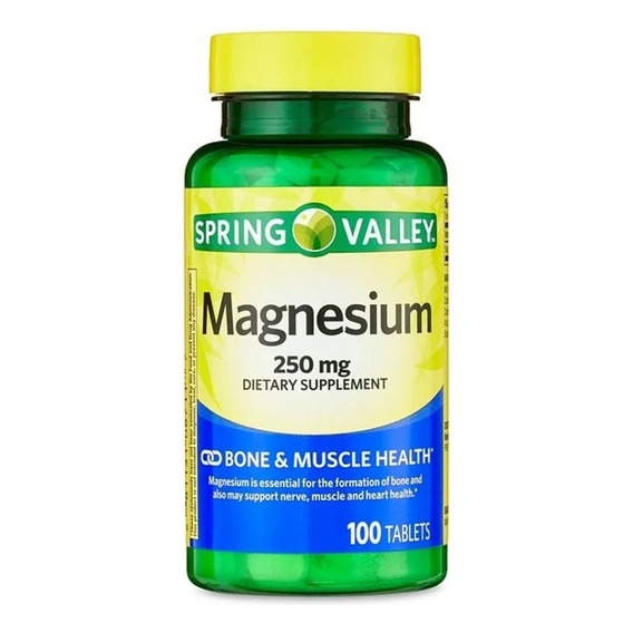 Magnesio Magnesium 250 Mg 100 Tabletas Spring Valley Huesos Sabor Neutro