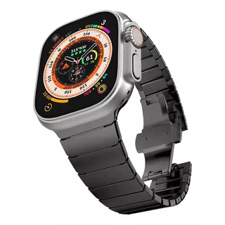 Pulseira Em Aço Inox Elos Para Apple Watch S8/ultra 45 49mm Cor Preto Largura 49 Mm