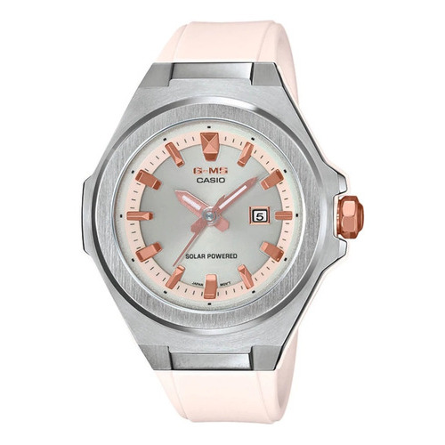 Reloj Casio Baby-g Solar Msg-s500-7a Dama Origina Color de la correa Rosa pálido Color del bisel Plateado Color del fondo Rosa pálido