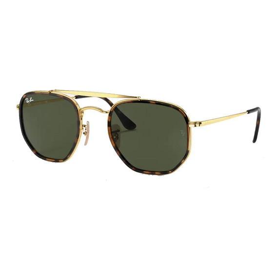 Anteojos de sol Ray-Ban General Marshal II Standard con marco de acero/plástico color polished gold, lente green clásica, varilla polished gold de acero - RB3648M