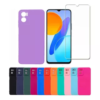 Funda Para Motorola E22 Protector Silicona Case + Vidrio Hd