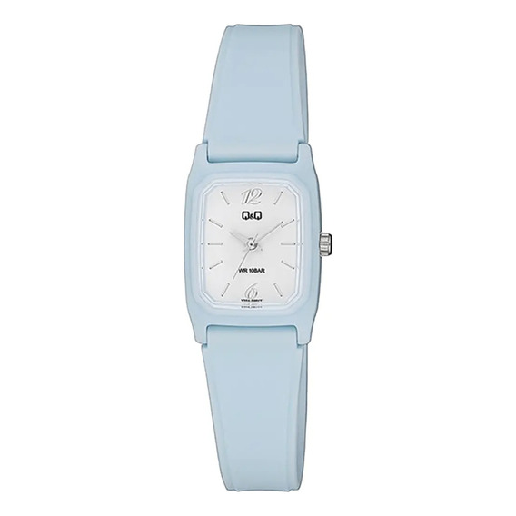 Reloj Q&q Correa Pvc Celeste Fondo Blanco V33a006vy Febo