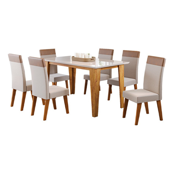 Juego De Comedor 6 Sillas Tapizadas Mesa Mdp Dora