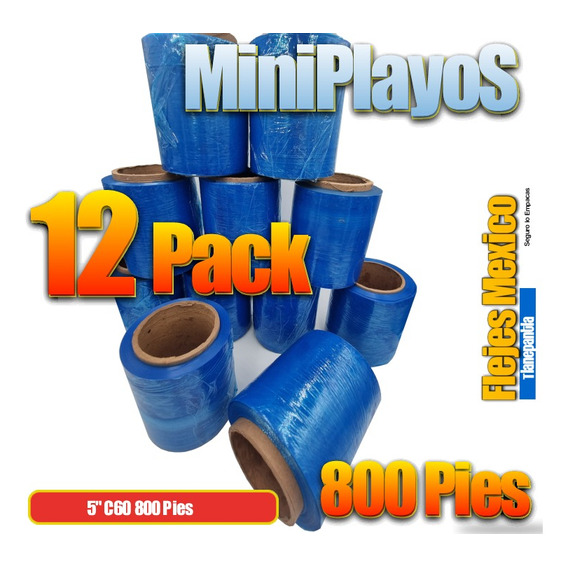 12 Mini Playos Emplaye  5 Pulgadas  Color Azul - 800 Pies