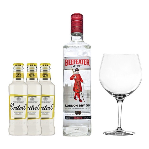 Set Gin Tonic Beefeater + Tonica Britvic X3 + Copa Cristal