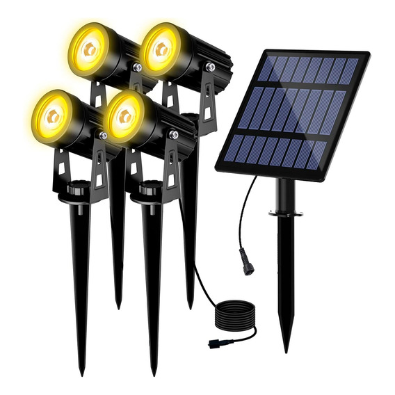 Iluminacion Luz Solar Led Kit 4 Estacas Con Panel Solar