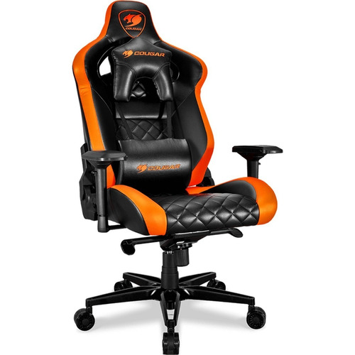 Silla de escritorio Cougar Armor Titan gamer ergonómica  negra y naranja con tapizado de cuero sintético