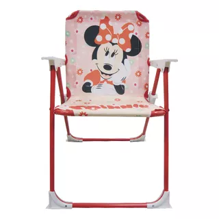 Silla Playa Infantil Minnie Y Mickey Plegable Con Seguro Color Rosa Fuerte