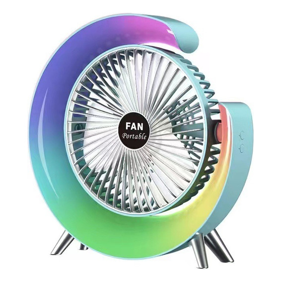 7 Colores 3 De Velocidad Recargable Lámpara Mini Ventilador