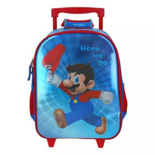 Mochila Ruedas Chenson Niño Mario Bros Preescolar Kinder Carro De Fabrica  Reforzado Maker Mb65382-l Color Amarillo Diseño De La Tela Maker