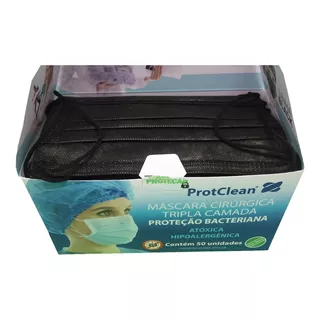 Kit 2 Caixas Máscara Tripla Descartável Protclean Preto