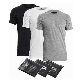 Pack X 3 Remeras Básicas Algodón Blanco Negro Gris El Don