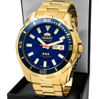 Relógio Orient 469gp078f D1kx Masculino Dourado Azul